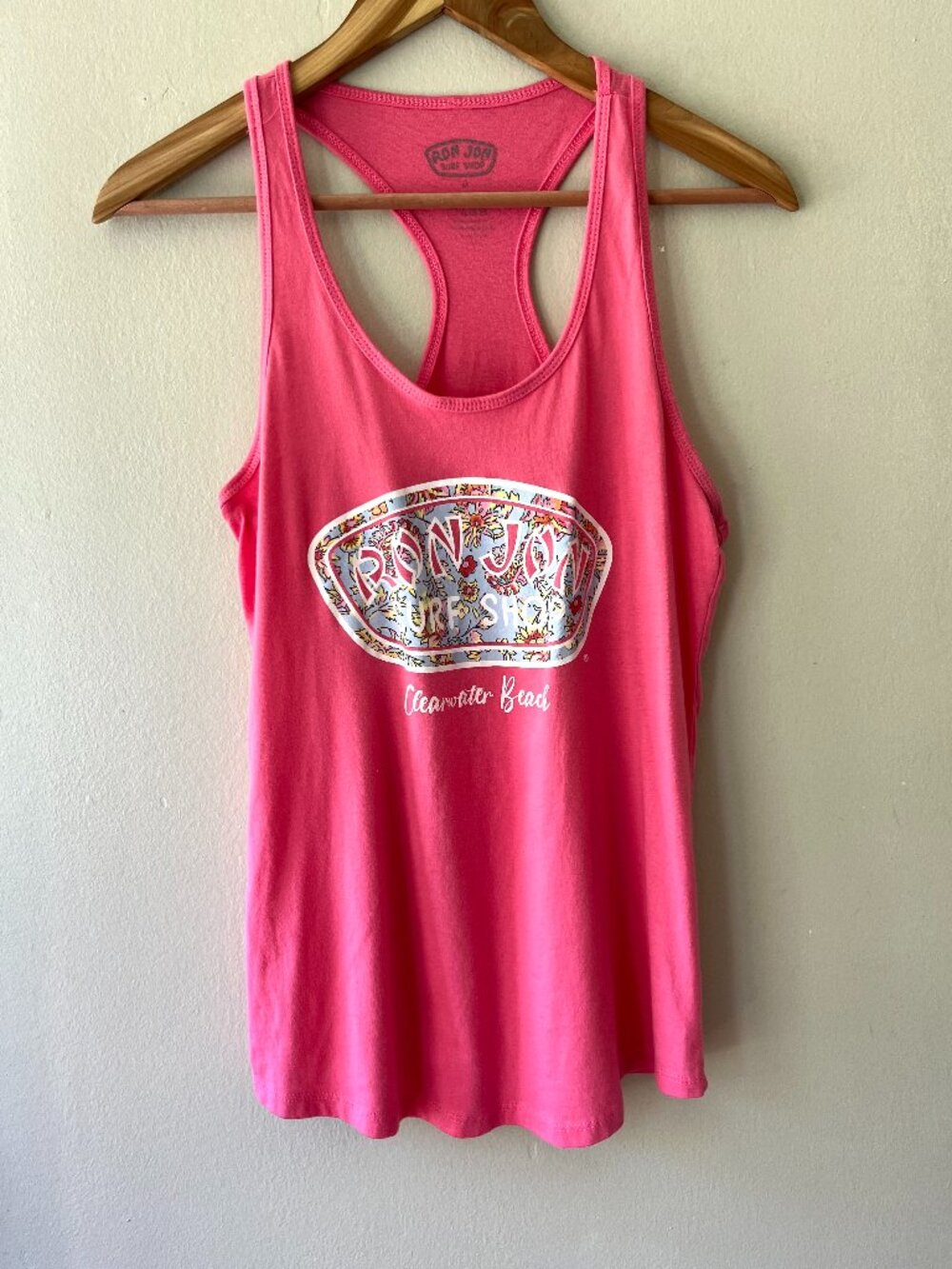 Ron Jon Sz M Surf Shop Clearwater Beach Racerback Pink Tank Top Pullover